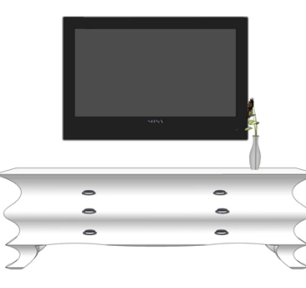 现代实木电视柜su模型