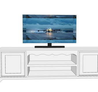 现代实木电视柜su模型