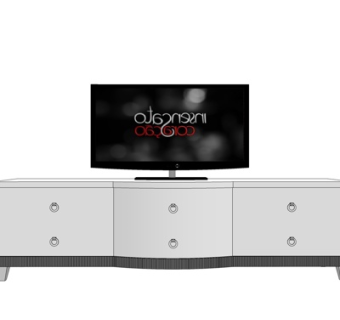 现代实木电视柜su模型