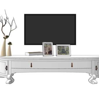 简欧实木电视柜su模型