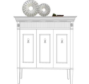 简欧实木边柜su模型