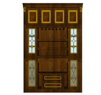 新古典实木装饰柜su模型