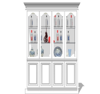 现代实木装饰柜su模型