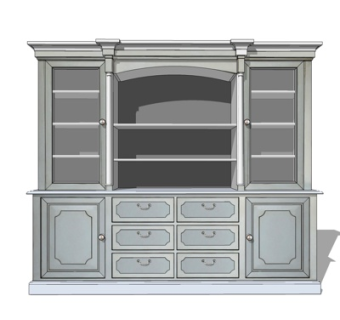 现代实木装饰柜su模型