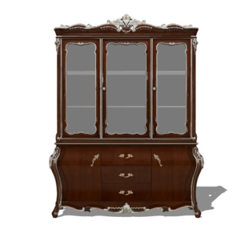 欧式实木雕花装饰柜su模型