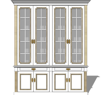 简欧实木装饰柜su模型
