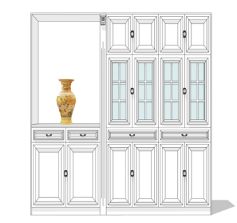 简欧实木装饰柜su模型