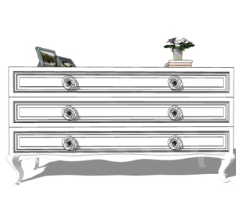 简欧实木边柜su模型