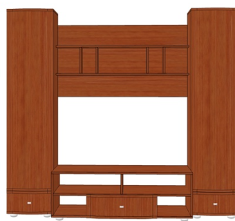 现代实木电视柜su模型