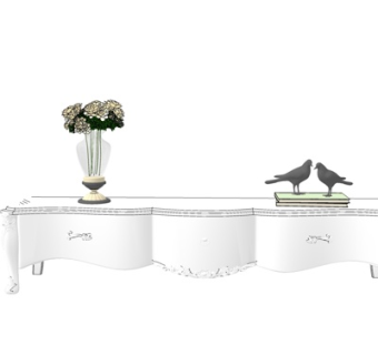 简欧实木电视柜su模型