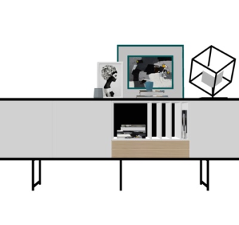 现代实木边柜su模型