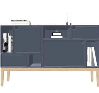 北欧实木边柜su模型