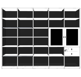 现代实木装饰柜su模型