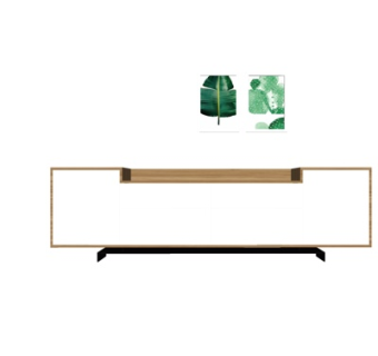 现代实木电视柜su模型