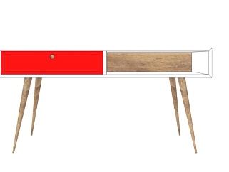 现代原木书桌su模型