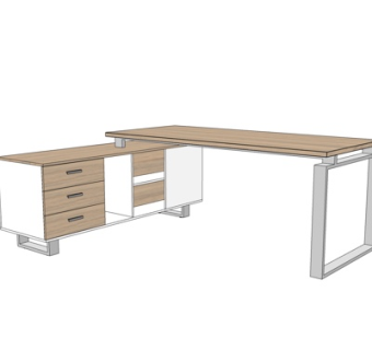 现代实木书桌su模型