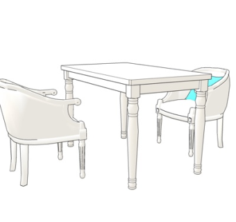 美式实木餐桌椅su模型