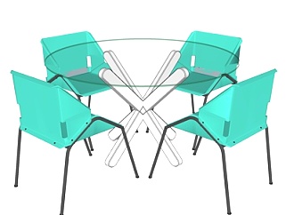 现代圆形<em>餐桌椅</em>su模型