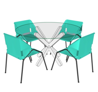 现代圆形餐桌椅su模型