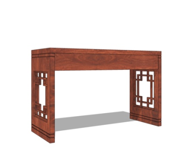 新中式实木书桌su模型