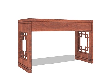 新中式实木书桌su模型