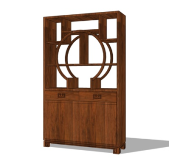 中式实木装饰柜su模型