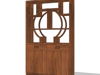 中式实木装饰柜su模型
