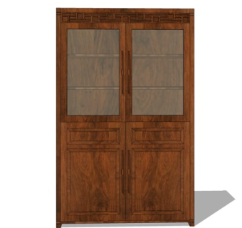 现代实木装饰柜su模型