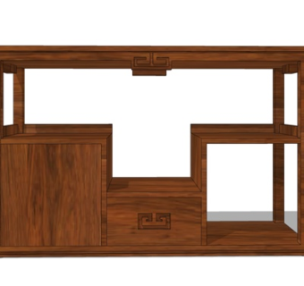 新中式实木装饰架su模型