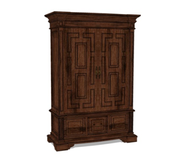 中式实木衣柜su模型