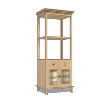 现代实木装饰柜su模型