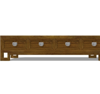 新中式实木电视柜su模型