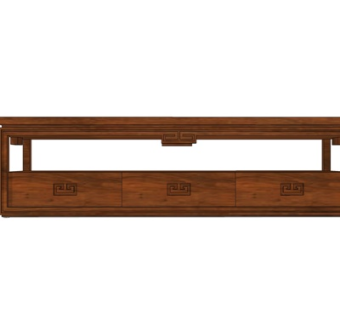 新中式实木电视柜su模型