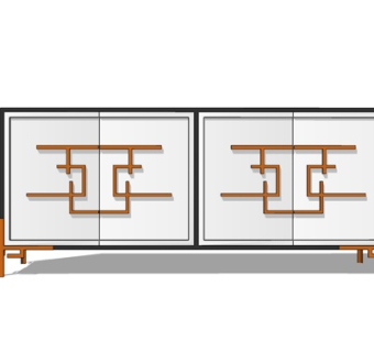 新中式实木边柜su模型