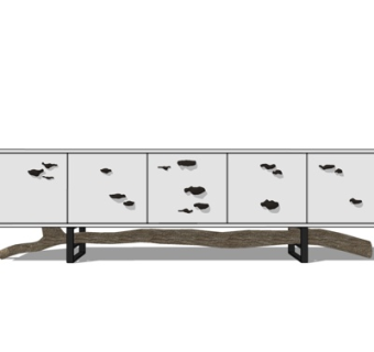 现代实木边柜su模型