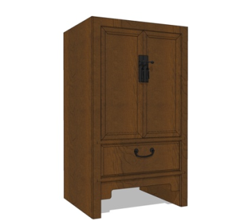 新中式实木衣柜su模型