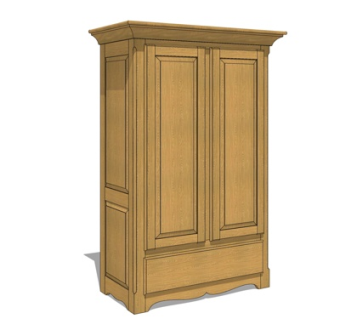 现代实木衣柜su模型