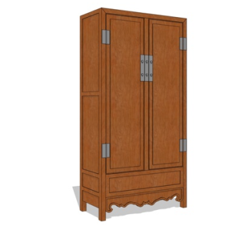 现代实木衣柜su模型