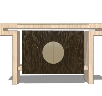 新中式实木端景柜su模型