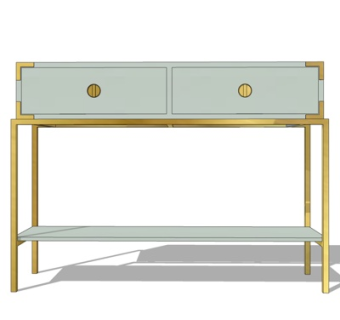 新中式实木端景柜su模型