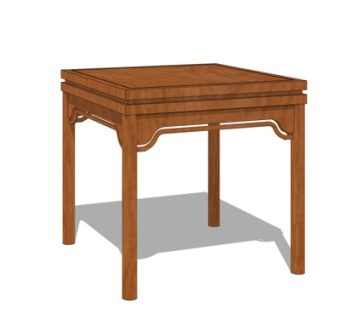 新中式实木餐桌su模型