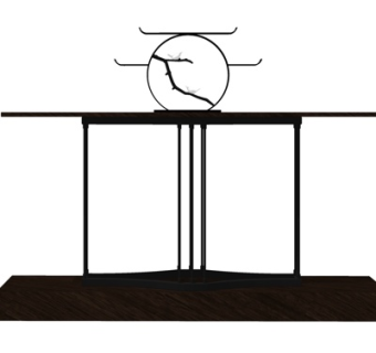 新中式实木端景台su模型