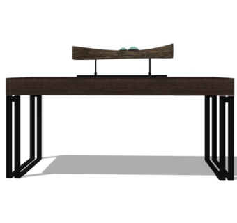 新中式实木端景台su模型