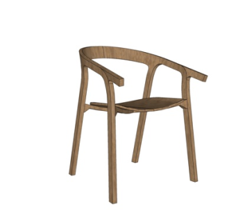 现代实木单椅su模型