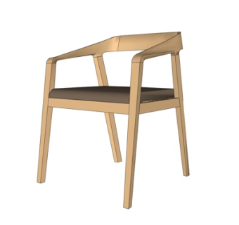 现代实木单椅su模型