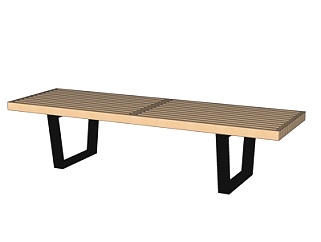 现代户外实木长凳su模型