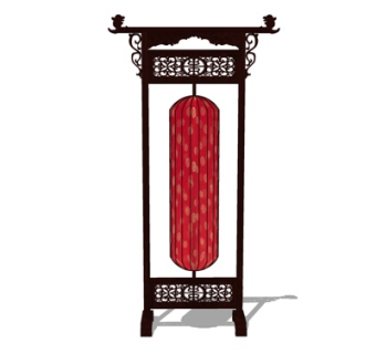 中式实木落地灯su模型