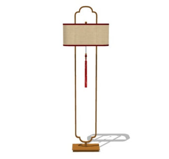 新中式金属落地灯su模型