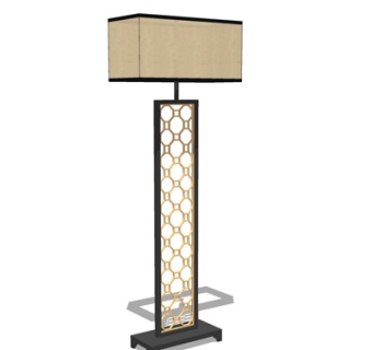 新中式金属落地灯su模型