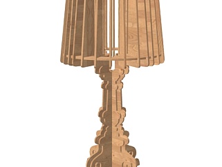 现代木质雕刻台灯su模型